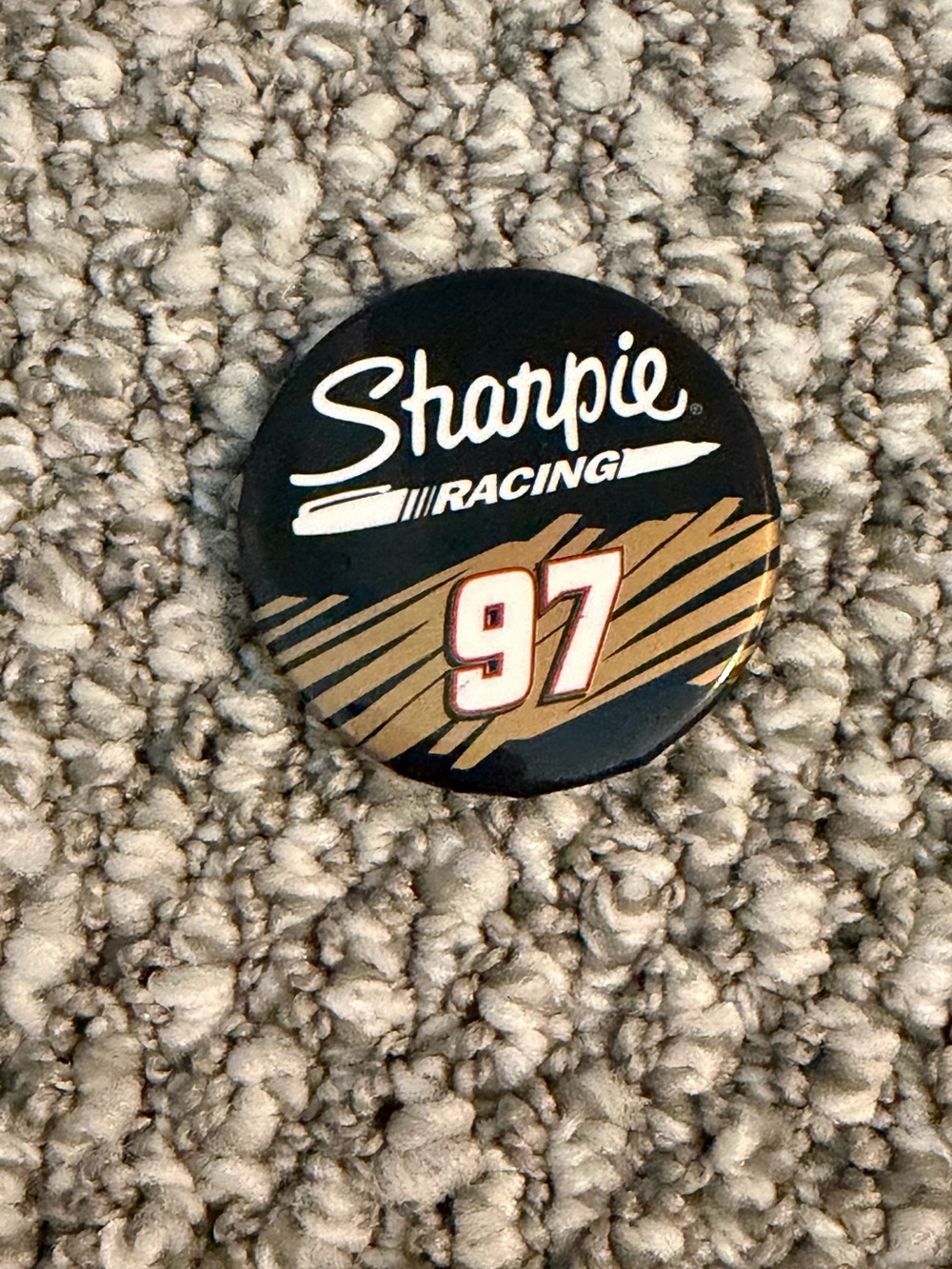 Sharpie Racing 97 Button Pin in Black and Gold Nascar